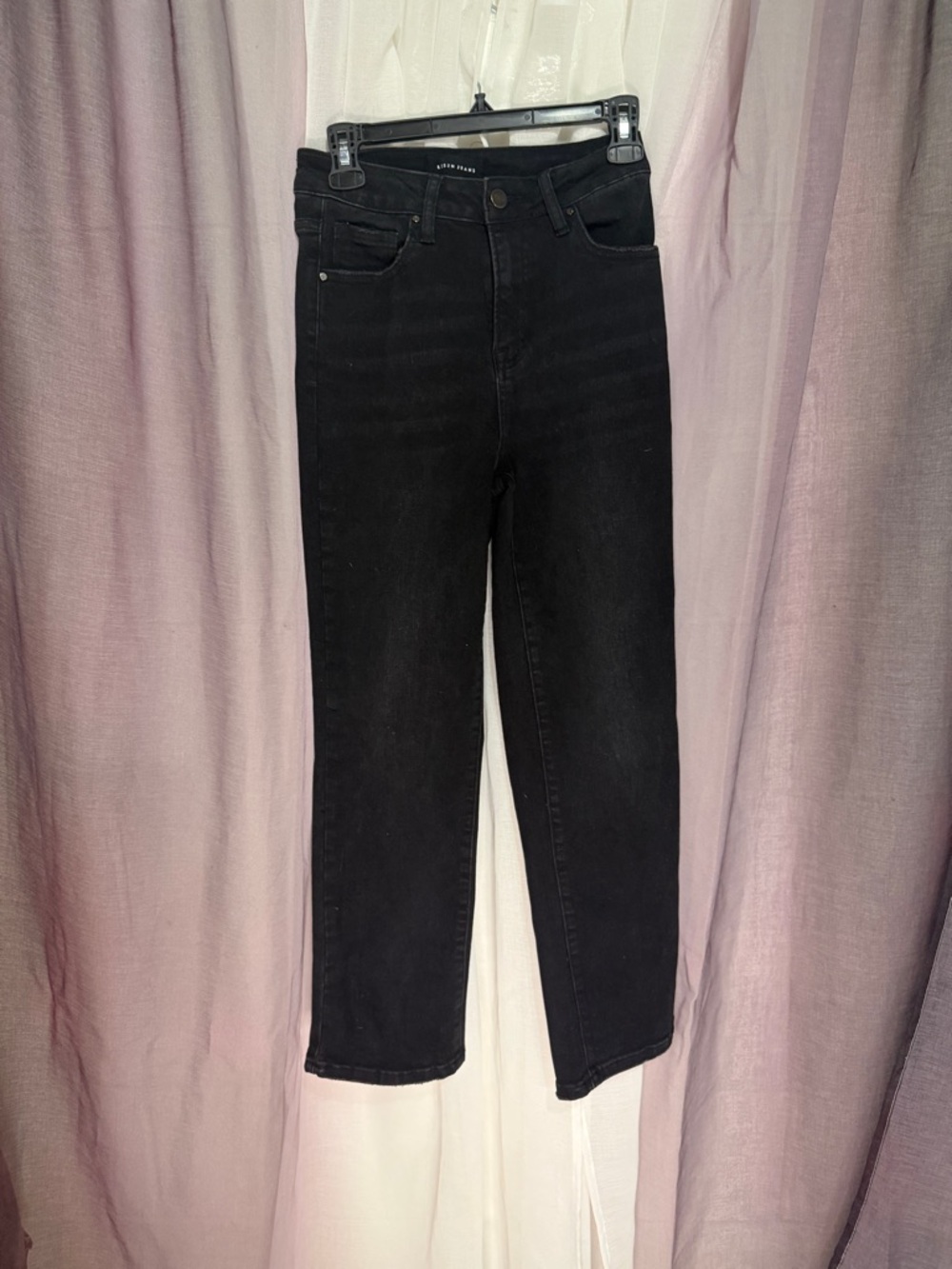Risen Black High-Rise Straight Leg Jeans